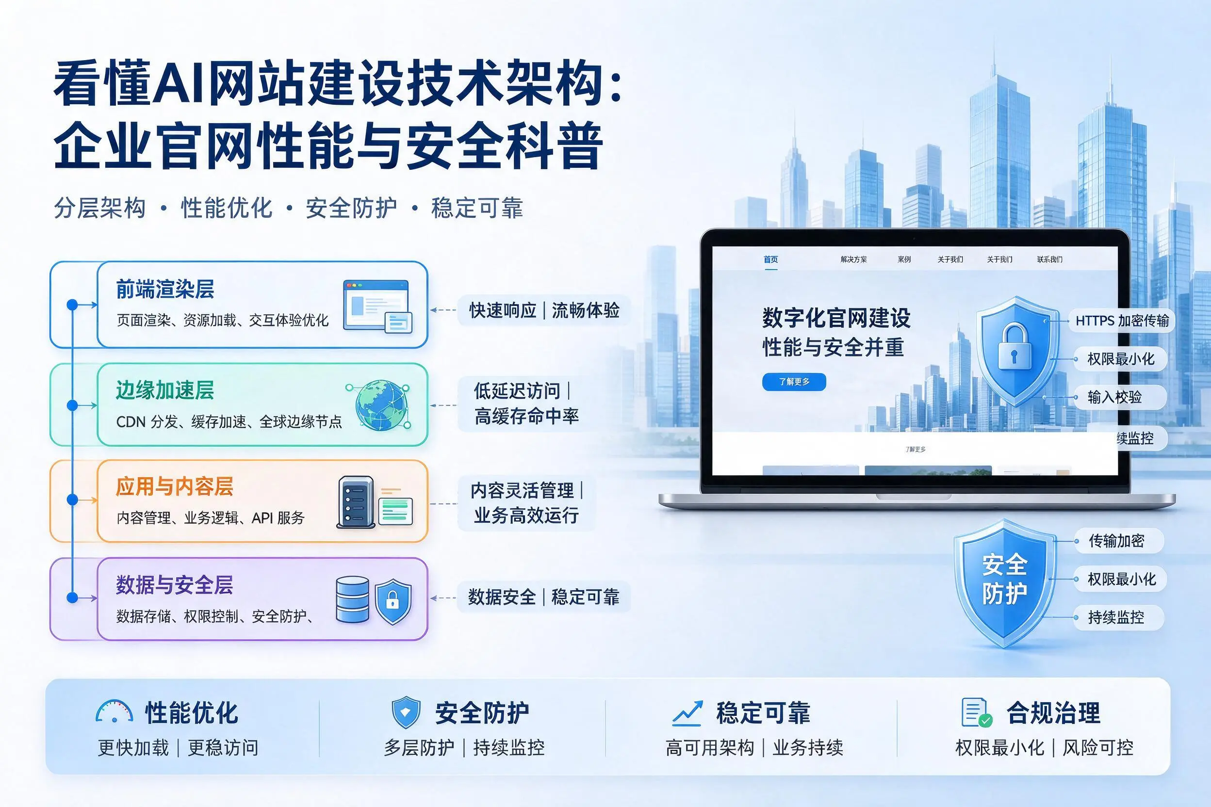 看懂AI网站建设技术架构：长春企业官网性能与安全科普