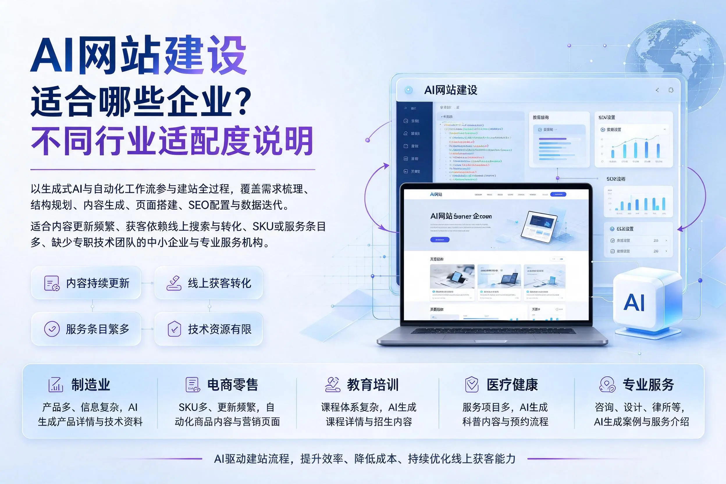 AI网站建设适合哪些企业？长春不同行业适配度说明